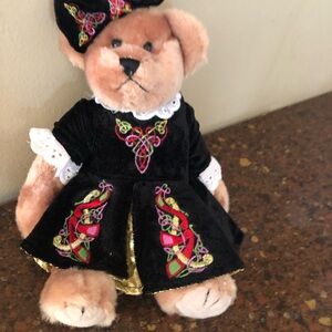 Irish Embroidered Black and Gold Teddy Bear